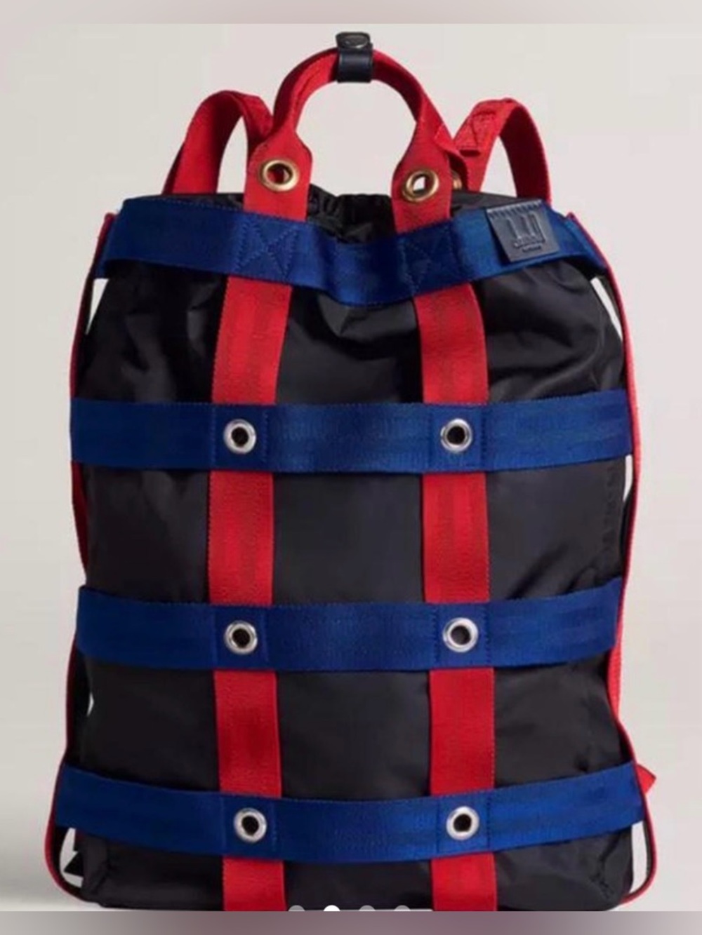 Alfred Dunhill  Black Backpack- Blue  with Red  Straps  Made in Italy.